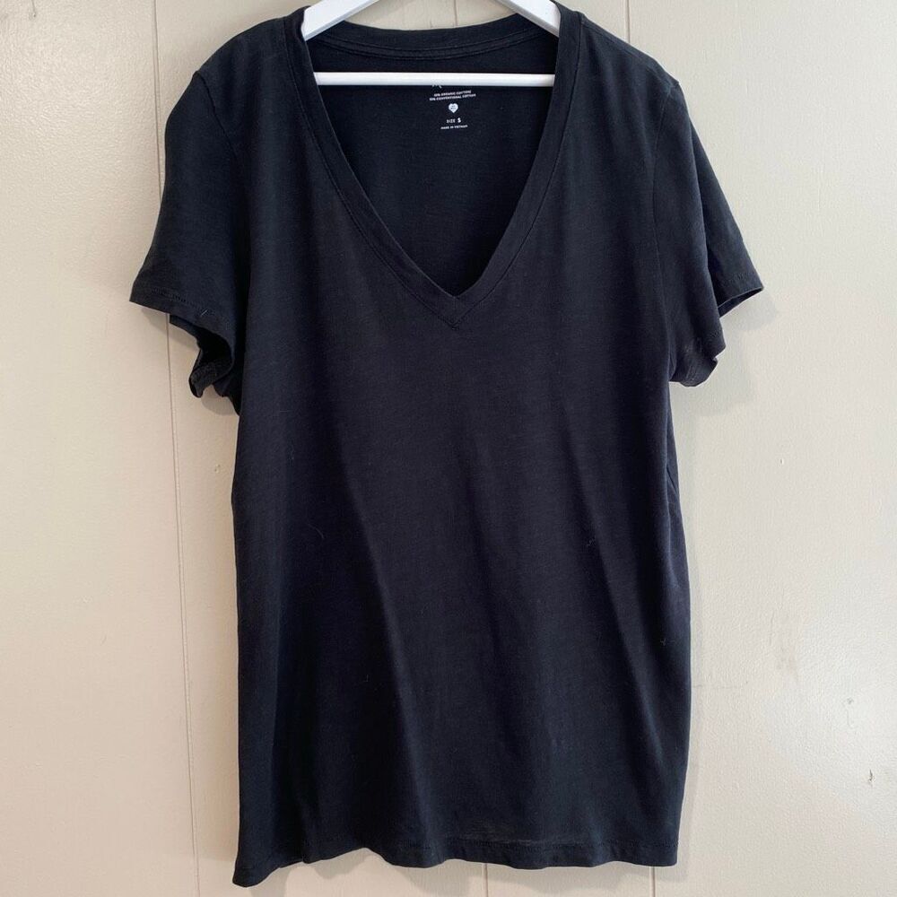 Madewell Black V-Neck Tee | Organic Cotton Do Well Collection T-Shirt Size S